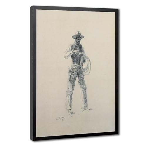 Impression sur toile pour relooker un mur vide, cadre cowboy USA inclus