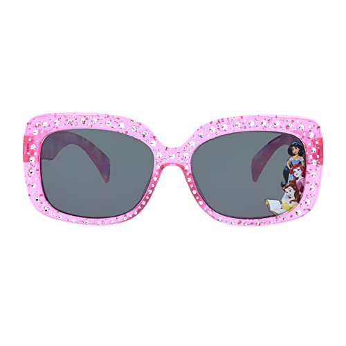 Disney Girls Princess Sparkle Kids Rectangular Sunglasses, Crystal Pink/Glitter Injection, 492