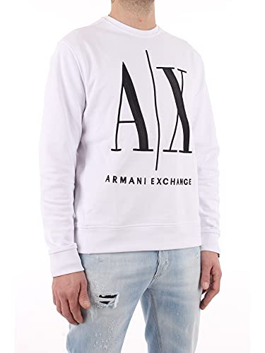 A|X Armani Exchange Mens Icon Project Embroidered Pullover Sweatshirt, White, Medium Us #TOP7