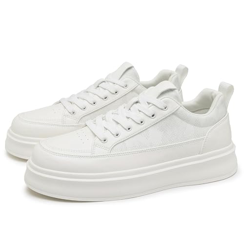 Men's Fashion Breathable Mesh Leather Lace Up Sneakers Casual Retro Non Slip Round Toe Platform Driving Walking Sneakers