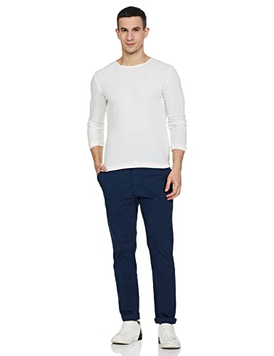Image of Marks & Spencer Mens Solid Mid Rise Slim Fit Chinos