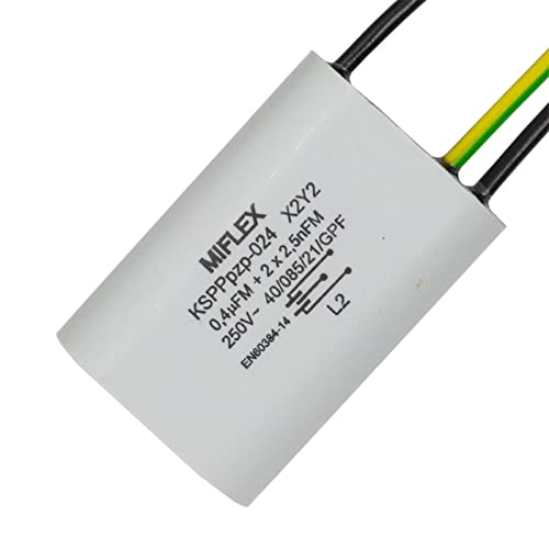Condensateur de suppression des interférences Radial 1x 0,4µF + 2x 0,0025µF (25nF) 250V 15x30x42mm Cover