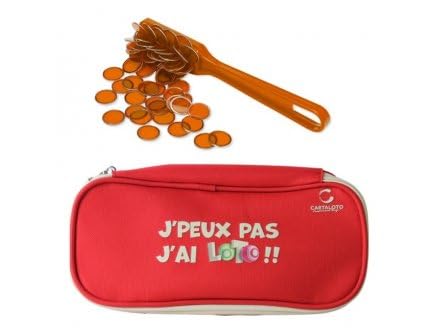 Kit Loto Bingo 3 en 1, Complet - Baton magnetique ramasse jetons + 100 pions de marquage + Trousse - Set Accessoires Jeu et Carte