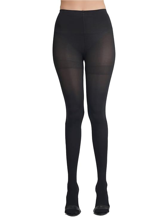 Women's Stockings With Super Stretch High Waist band Stretchable Opaque Pantyhose,Tights Long Comfort Super Soft 2 Pair Panty Hose Stocking Ideal for Dancing/Everyday Activity Free Size (Black&Skin)