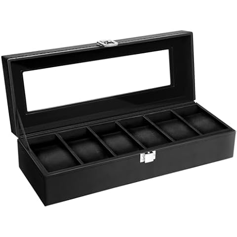 Uten 6-Slot Watch Box with Glass Lid Cover