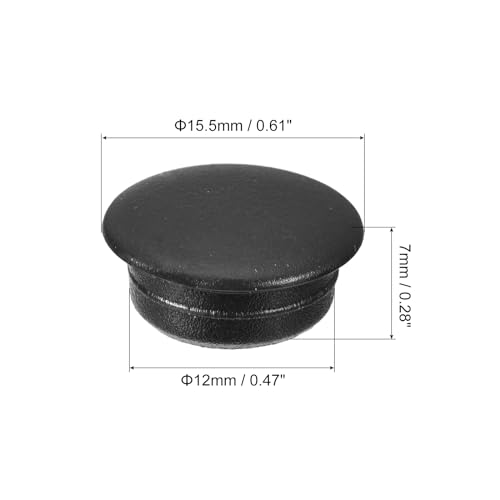 Image of uxcell 200Pcs Screw Hole Plugs, 12mm(15 /32 inch) Dia Plastic Snap in Locking Hole Covers Flush Type Caps for Furniture Cabinet Cupboard, Black