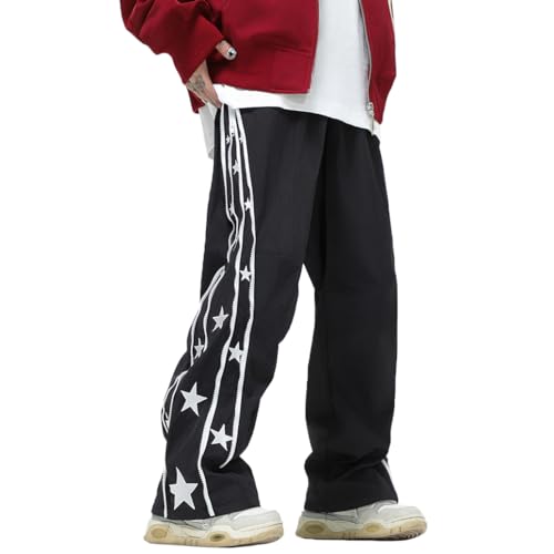 LANGWEI Men's Sweatpants Baggy Hip Hop Straight Elastic Waist Relaxed Fit Oversized Skateboard Pants