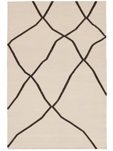 RugVista Medina, Alfombra Kilim Moderna, Pelo Corto, 160 x 230 cm, Rectangular, Calidad cert. Care & Fair, Lana, Pasillo, Dormitorio, Cocina, Salón, Despacho, Natural/Marrón Oscuro