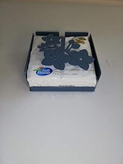 Arti & Mestieri 3330C160 Portatovaglioli Basso Floreale Fior Di Loto 17x17Px12H cm Materiale Ferro Colore Azzurro