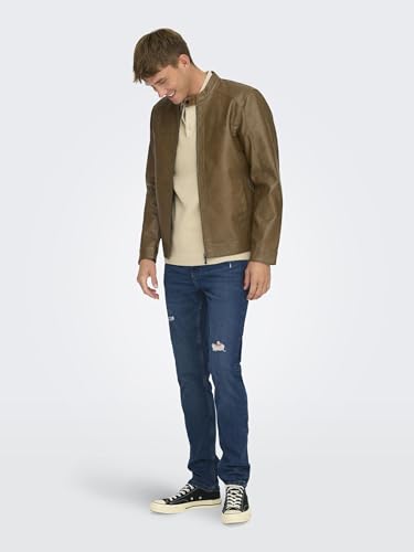 Only & Sons Herren Onsmike Pu Racer Jacket OTW Noos, Monks Robe, x_s – Ansicht 5