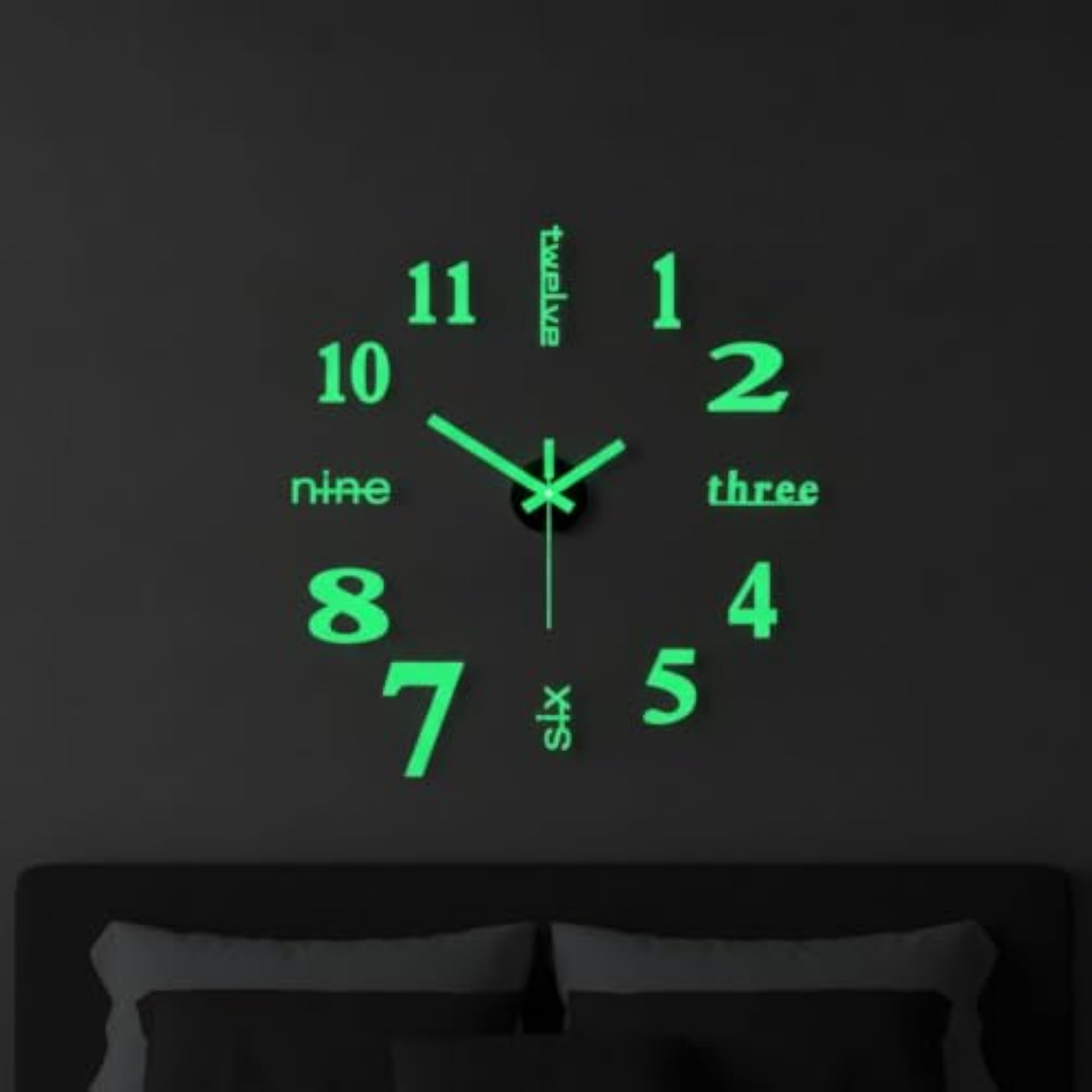 Glow in the Dark DIY Wall Clock Drillless Luminous