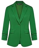 MINTLIMIT Women's Blazer 3/4 Sleeves Jacket Suit One Button Office Casual Blazers (Grass Green, Size M)