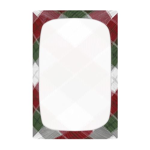 Image of Crib Sheet Breathable Soft Crib Mattress Sheet for Baby Toddler Boys Girls Fitted Crib Sheet Fit Standard Crib Mattress 52 x 28 Inch Christmas Plaid Pattern Red
