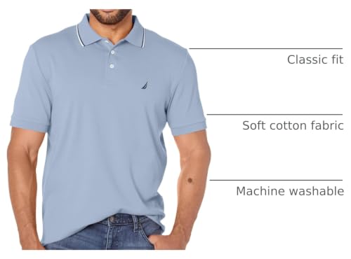 Image of Nautica Men's Classic Fit Short Sleeve Dual Tipped Collar Polo Shirt