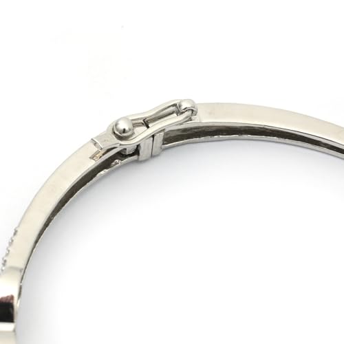 Image of MAIRA 925 Sterling Silver Pure Rhodium plated Swiss Zirconia Studded hypoallergenic Infinity Heart Kada Bracelet Bangle Jewellery | Valentine Gift for Women | Anti Tarnish Kada