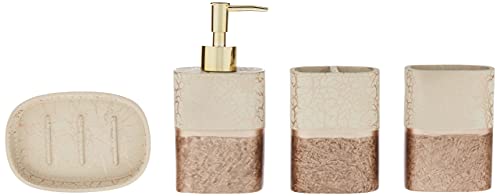 Sweet Home Collection Bathroom Accessories Sets Unique Collections Modern Classic Hermosos diseños Decorativos contemporáneos para bañera de baño y Ducha, Resina, Parker, Paquete de 4, 4 - imagen 2