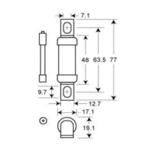 Fusible BS88 71FE 71A 690V pour protection de circuit industriel
