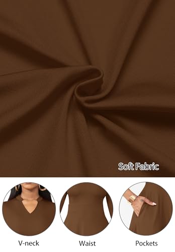 Image of Nmoder Casual Dresses for Women Semi Formal Fit and Flare 3 /4 Sleeve A-line Church Work Dress with Pockets