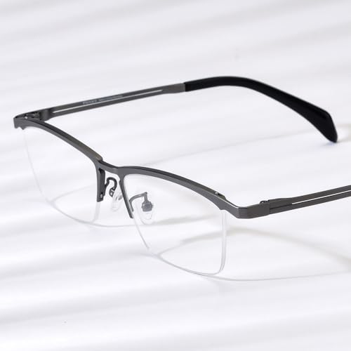 Image of FONEX Pure Titanium Glasses Frame Men Semi Rimless Square Eyeglasses Eyewear DTX416