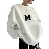 [1/2style] ニブンノイチスタイル トレーナー ロゴ 入り デザイン 刺繍 プルオーバー クルー ネック スウェット 裏 起毛 あり なし レディース (白,XL)