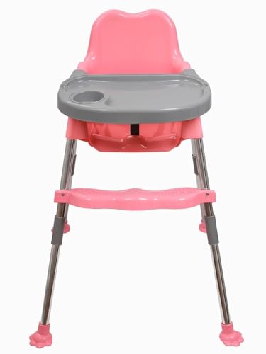 Image of 3-in-1 Convertible Baby High Chair with Tray, Adjustable Footrest & Easy Clean Design - Portable Feeding Chair for Infants & Toddlers Up to 20kg (Light Pink)