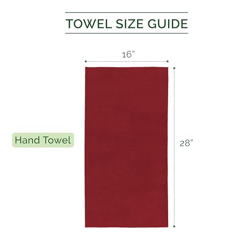 Image of Elegant Comfort Luxury 100% Turkish Cotton Corduroy Ribbed 4 Pack Hand Towel Set 16 x 28 Inch - Absorbent, Super Soft, Quick Dry, Premium Towels for Bathroom, Gym, Spa and Hotel Use, Burgundy