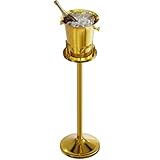 Ice Bucket with Stand Standing Champagne bucket for Party Stainless Steel Wine Bucket Wine Cooler with Stand 5L Wine Chiller for Bar Ktv Weding (gold)