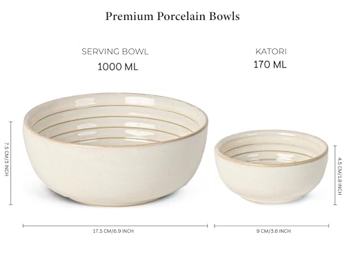 Image of Bodhi House Handcrafted Chip Resistance Porcelain Solid Dinner Set, 20 Pieces Dish Set Serving for 6, Microwave and Dishwasher Safe, Bone-Ash Free, Crockery Set for Dining and Gifting, Spanish White