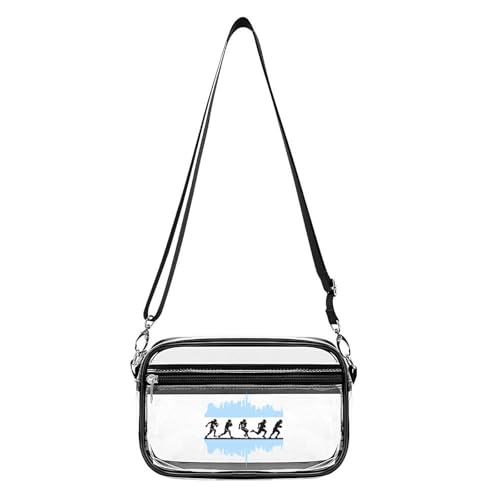 Football Players And Chicagocity Flag Clear Stadium Bag Clear Mini Messenger Bags with 2 Compartments Crossbody Bag