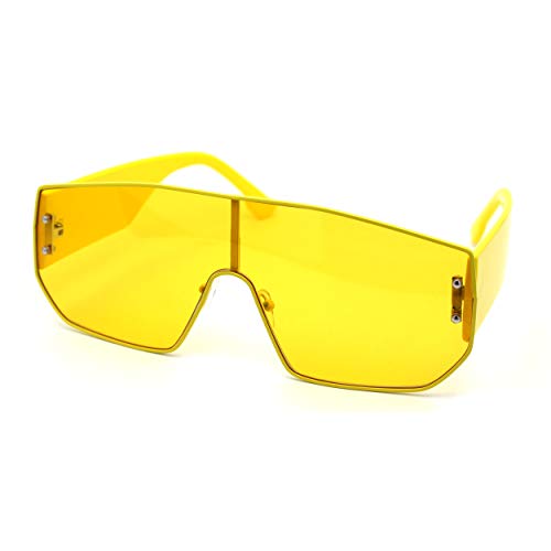 Futuristic Color Flat Top Oversize Thick Temple Shield Sunglasses
