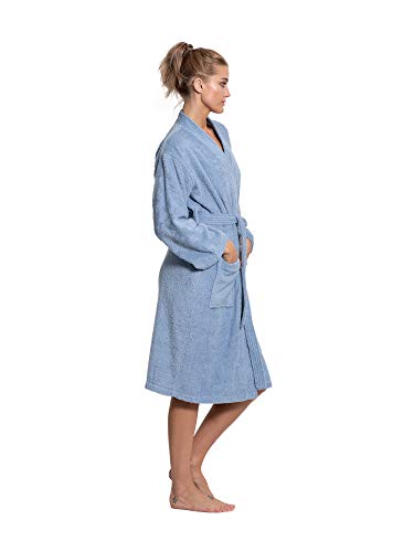 Image of Turkuoise Soft & Absorbent Towel Robe, 100% Cotton Turkish Terry Cloth Kimono Bathrobes for Women