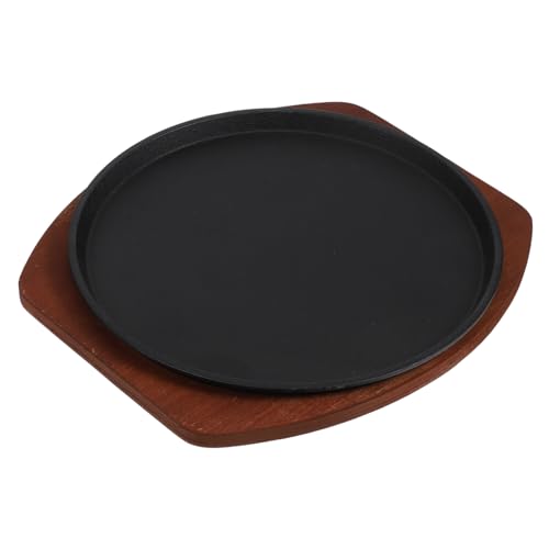 HOLIDYOYO 1 Juego plancha de hierro fundido cacerola Lámina barbacoa bife doble sartén para asar a la parrilla plancha para carne sartén de bistec de cocina plato para servir planchar