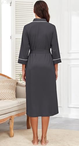 Image of PrinStory Womens Robe Long Knit Bathrobe Lightweight Soft Robes Ladies Bath Robe