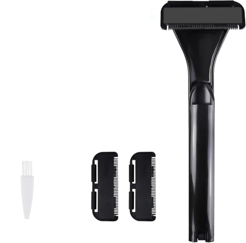 Back Shaver Manual Folding Razor - Replaceable Blade, for Smooth Shaves,Wet &amp; Dry Grooming, 3 Replacement Blades, Back Hair Trimmer for Men &amp; Women(187) (A)