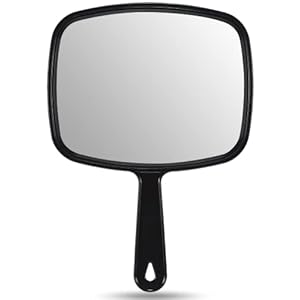 OMIRO Hand Mirror, All Black Handheld Mirror with Handle, 6.6″ W x 9.3″ L