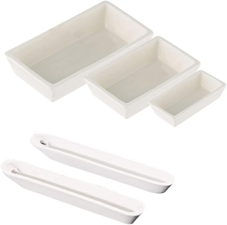5Pcs/Lot Lab Ceramic Crucible Cupel Boat Sample Holder Combustion Boat for Tube Muffle Furnaces (Size : Square 50x28mm)