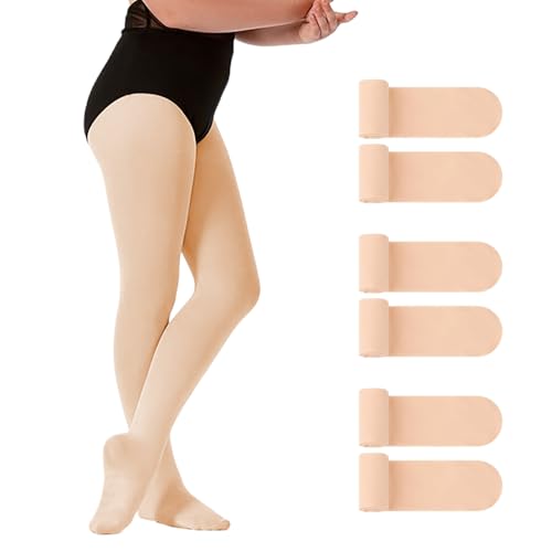 WUDEUI 3 Pairs Ballet Tights Girls Ultra Soft 80 Denier Opaque Footed Transition Legging Stocking for Dance School Everyday Wear