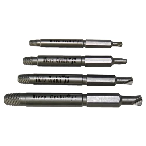 Alden 4507P Grabit Micro Broken Bolt Extractor 4 Piece Kit - Small Bolt and Screw Remover - Ideal for PC and Mac Repair - Made in The USA