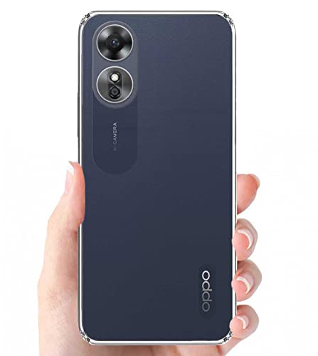 Image of Transparent Soft Silicone TPU Flexible Back Cover Compatible with Oppo A17 and Screen Guard