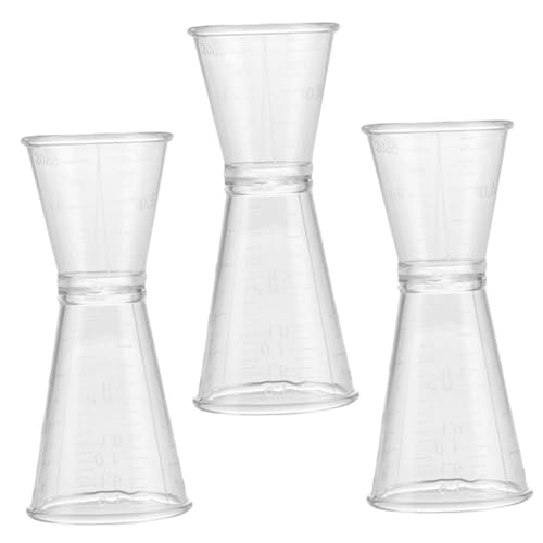 Wakauto 3pcs Double Sided Plastic Jigger Bar Measuring Cup for Precise Cocktail Mixing and Lightweight Wine Measuring Device Essential Bar Accessory for Home Bartenders