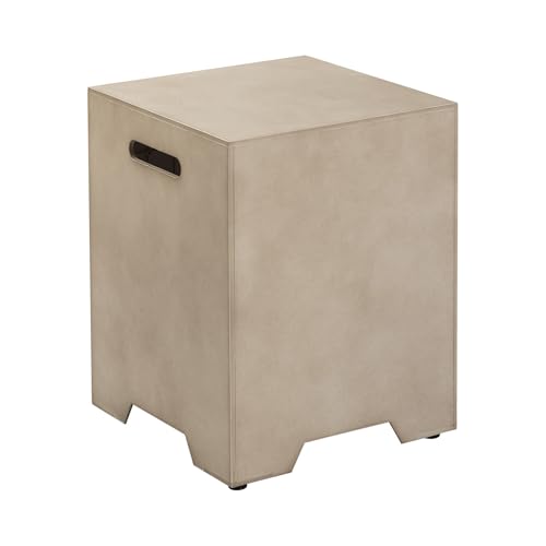 COSIEST Propane Tank Cover with Side Handles 20lb Gas Tank Cover 15.7 inch Outdoor Hideaway Tank Table for Gas Fire Pits -Gray