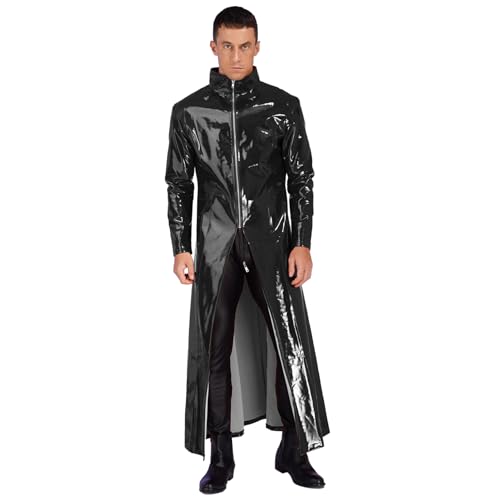 Freebily Unisex Damen Herren Lack Mantel PVC Leder Trenchcoat Wetlook Jacke...