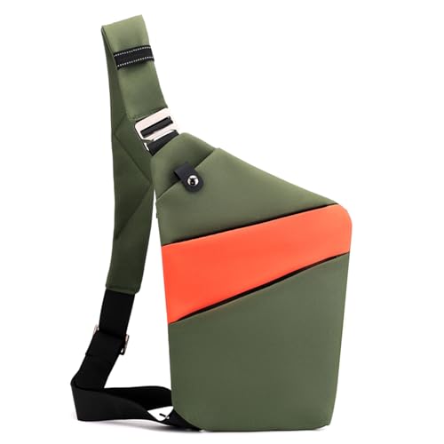 Image of Anti Theft Crossbody Bags for Women, Shoulder Bag Anti-theft Design for Travel, Sport (Green Orange - Left Shoulder)