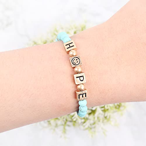 Image of RIAH FASHION Inspiration Engraved Bar Sparkly Crystal Bead Bracelet - Religious Christian Message Stretch Strand Cuff Bangle Lord, Amazing Grace, Philippians Bible