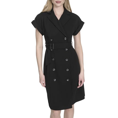 Calvin Klein Women's Short Sleeve Collared Scuba Crepe Jacket Dress