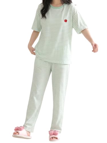 Image of Louis Luxe Cotton Blend Womens Korean Night Dress || Full Pyjama Set || Korean Nightsuit ||Women Nightwear ||Round Neck Full Sleeve Nightsuit || Loungewear || Everyday Nightdress (ND-12)