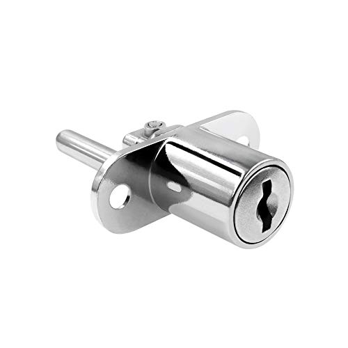 JUN-H 2 Stück Schublade Schloss mit Schlüssel Plunger-Schloss mit Schlüssel für Aktenschränke Kleiderschrank Vitrinenschrank Möbel, Durchmesser 16 mm, Länge 61 mm(Silber)