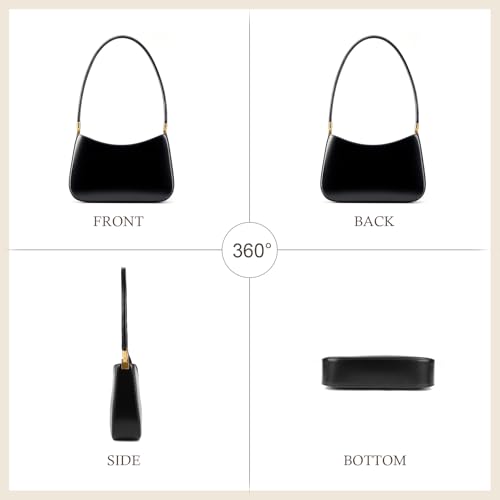 Genuine Leather Shoulder Bag for Women, Crescent Satchel with Zip Closure, Lightweight Handbag3