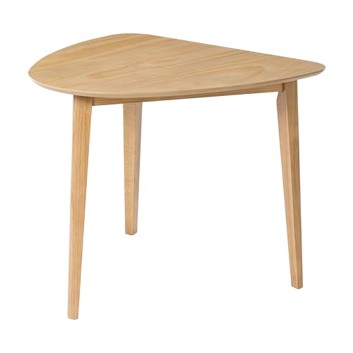 Image of Merax Modern Triangular Side Table, Space-Saving 36 inch Wood Accent Table for Living Room, Bedroom, Solid Rubber Wood & MDF, Natural