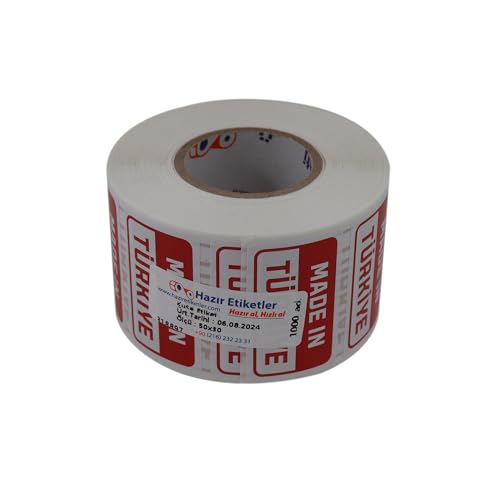 Made in Türkiye Baskılı Kuşe Etiket 50 mm X 30 mm 1000 Adet